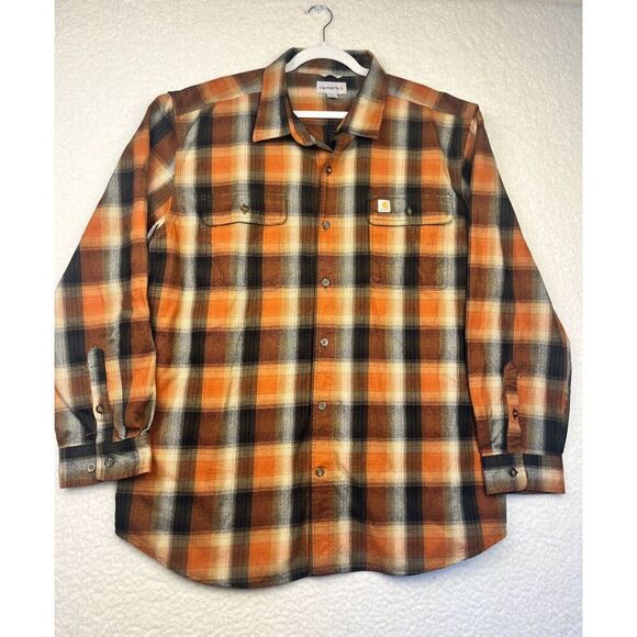 Carhartt Plaid‎ Flannel ButtonUp Cotton Shirt Jacket Excellent Mens Size XL - Picture 1 of 7